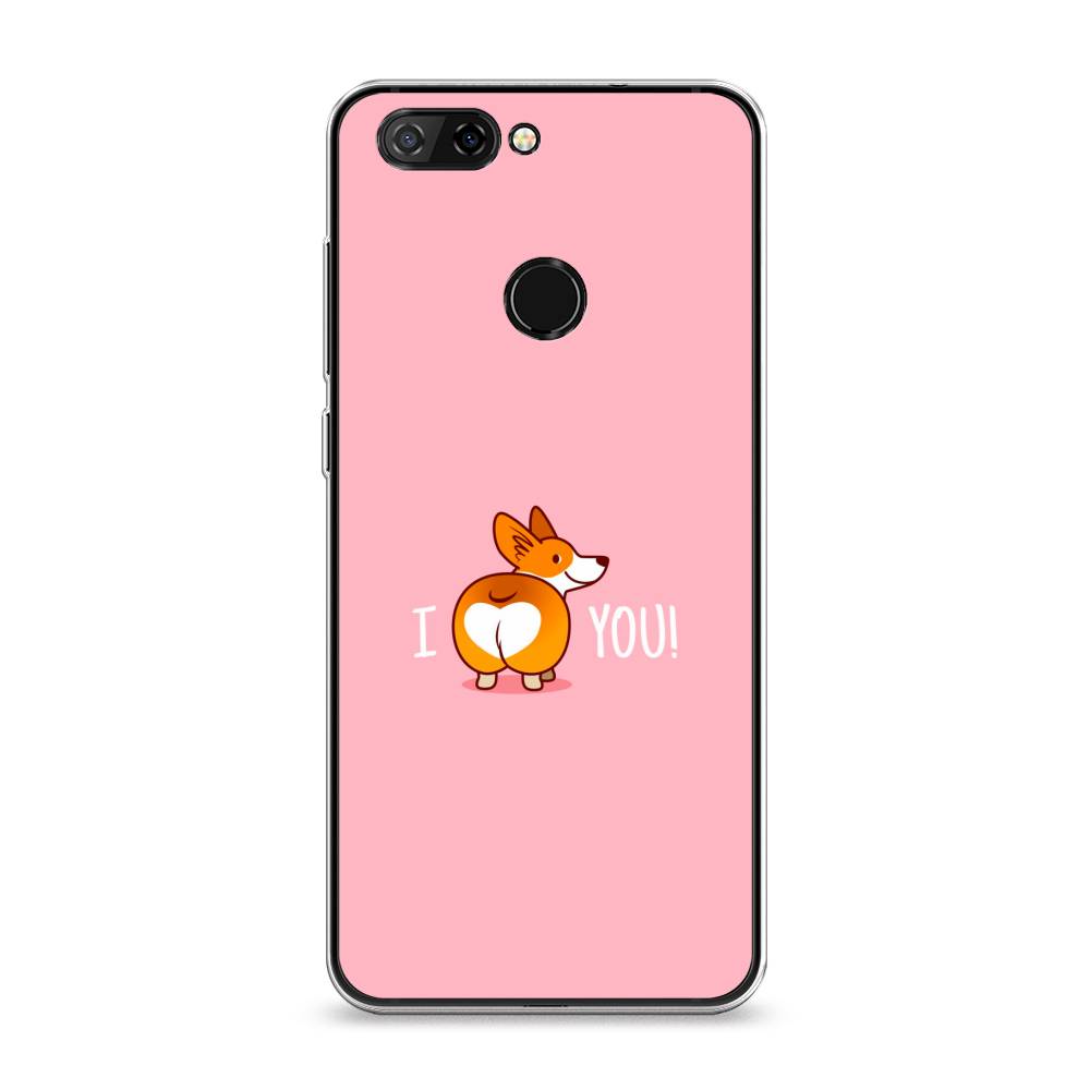 

Чехол на ZTE Blade V9 "Корги I love you", Розовый;коричневый;белый, 132450-1