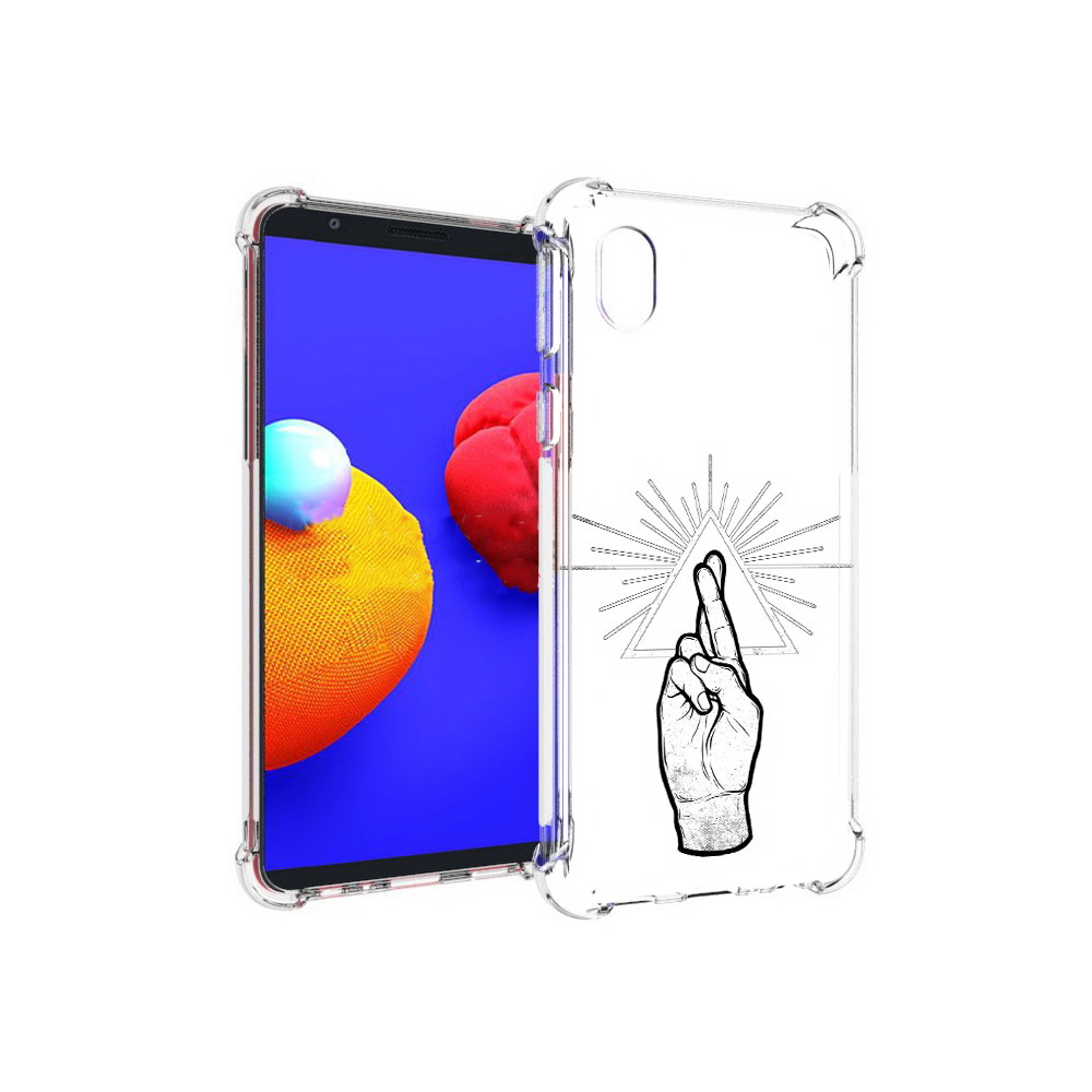 

Чехол MyPads Tocco для Samsung Galaxy A01 Core черно белая рука (PT151825.477.681), Прозрачный, Tocco