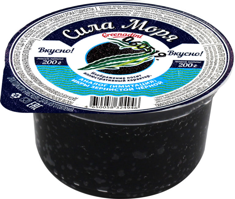 

Икра имитированная черная Сила Моря зернистая 200 г