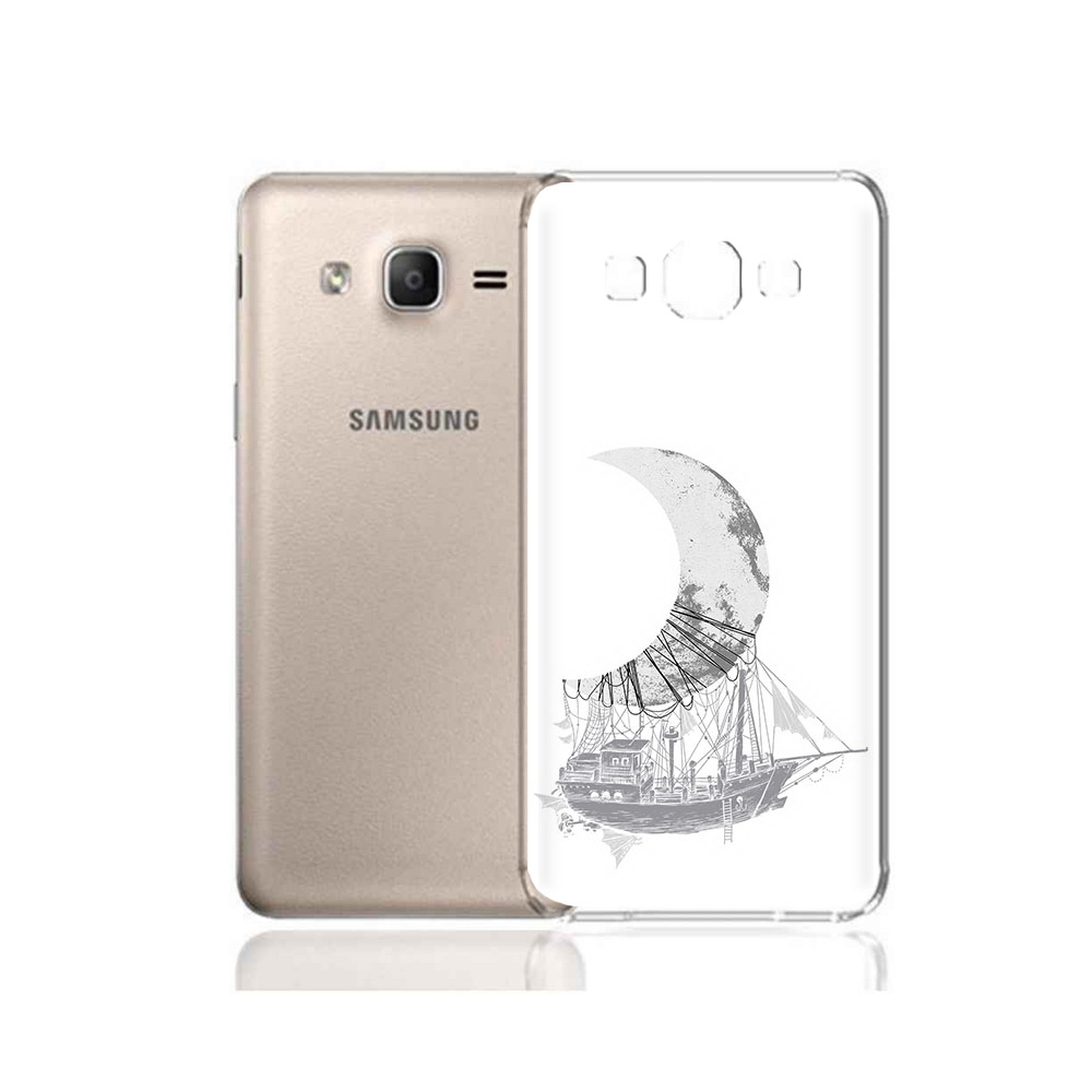 

Чехол MyPads Tocco для Samsung Galaxy A7 (2015) черно белый корабль полумесяц, Прозрачный, Tocco