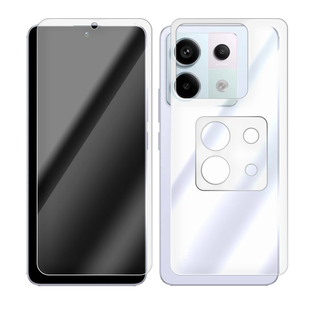 

Комплект из защитных гибридных стекол для Xiaomi Redmi Note 13 перед/зад/камера
