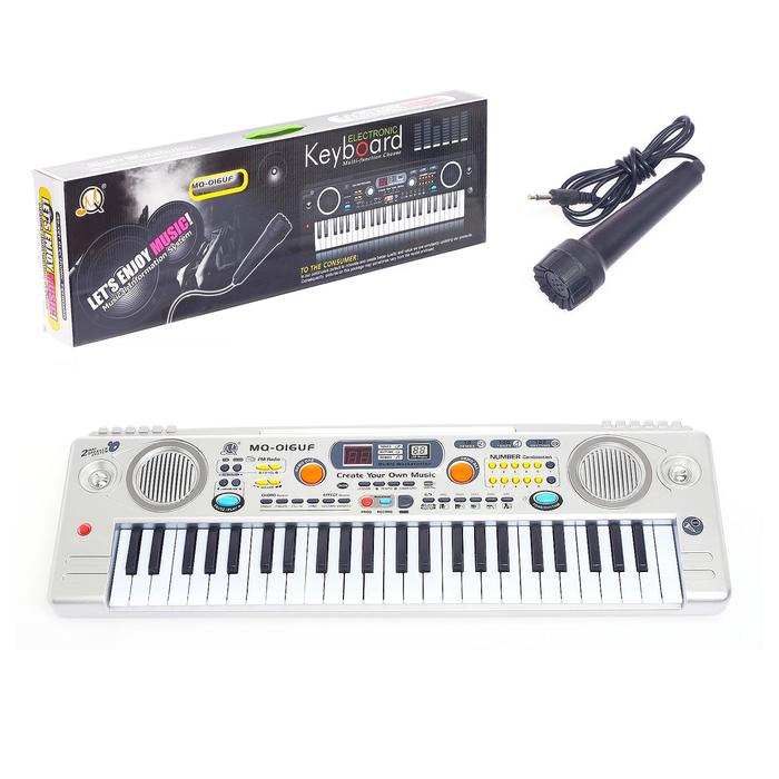 Синтезатор «Музыкальный взрыв» c радио и USB, 49 клавиш, работает от сети и от батареек синтезатор супер музыкант 2 fm радио 37 клавиш микрофоном и блоком питания