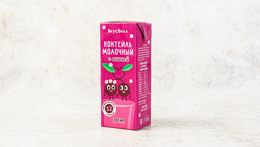 

Молочный коктейль детский ВкусВилл с вишней с 12 месяцев 2,5% БЗМЖ 205 мл