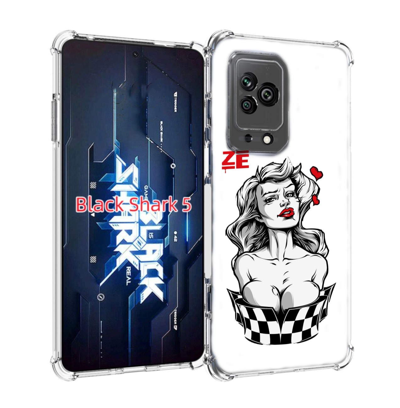 

Чехол MyPads черно белая девушка с красными губами женский для Xiaomi Black Shark 5, Прозрачный, Tocco