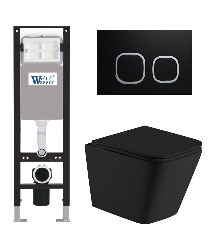 

Унитаз с инсталляцией WeltWasser AMBERG 350 + GELBACH 043 MT-BL + AMBERG RD-BL, AG35021