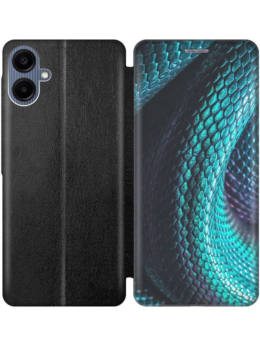 

Чехол-книжка на Samsung Galaxy A06 с принтом "Змеиная кожа" черный, Черный;зеленый;синий, 786717532