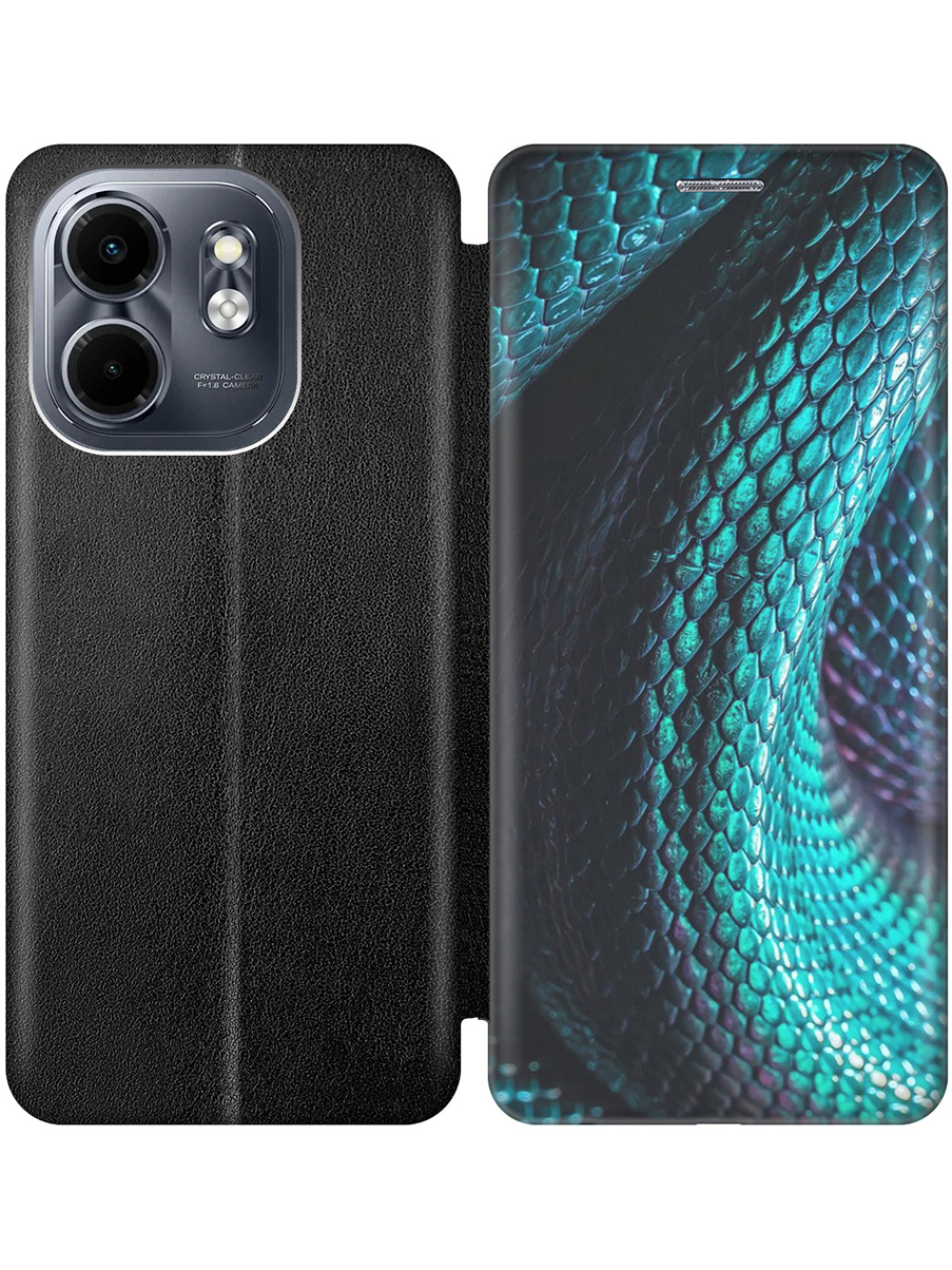 

Чехол-книжка на Infinix Hot 50i/Smart 9 с принтом "Змеиная кожа" черный, Черный;зеленый;синий, 786719332
