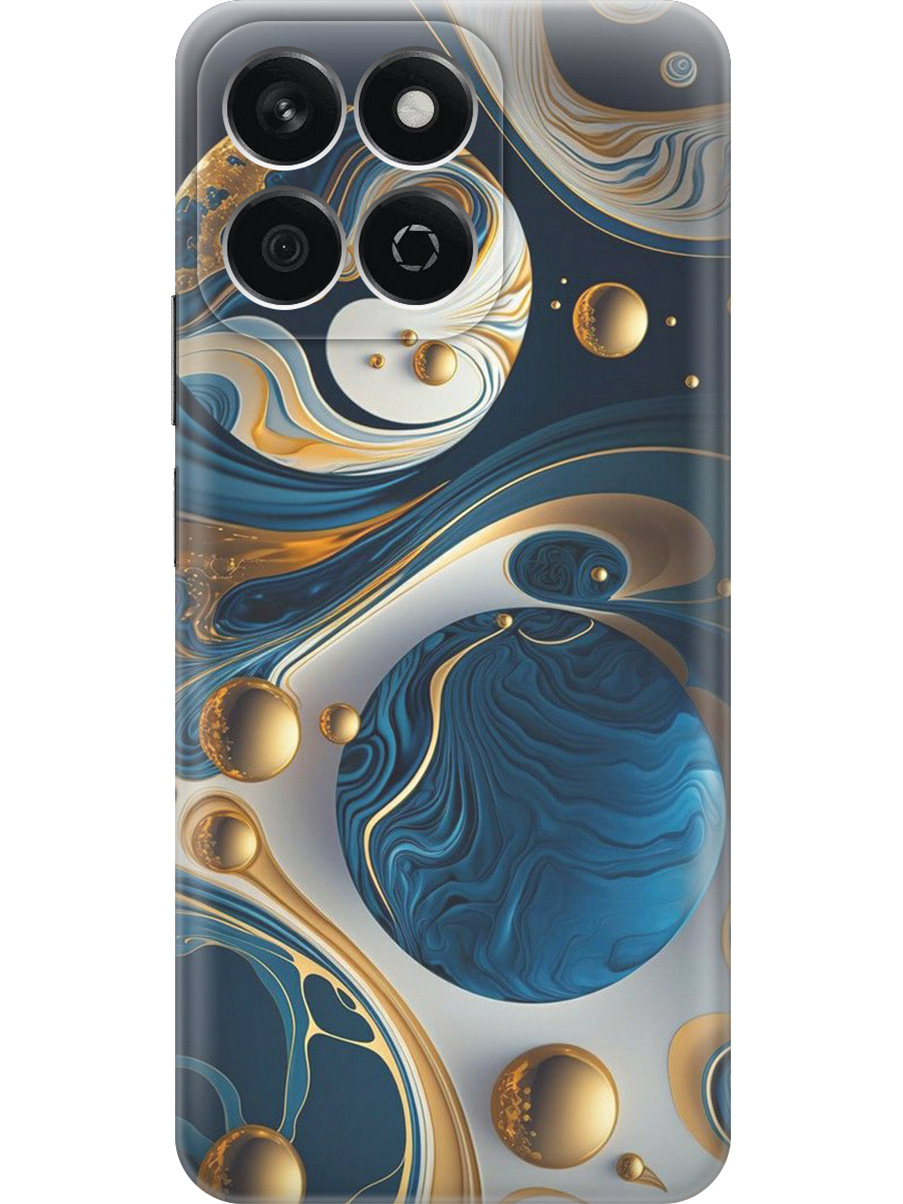 

Силиконовый чехол на Honor X7C с принтом "Сине-золотые фигуры", Прозрачный;желтый;синий, 786720532