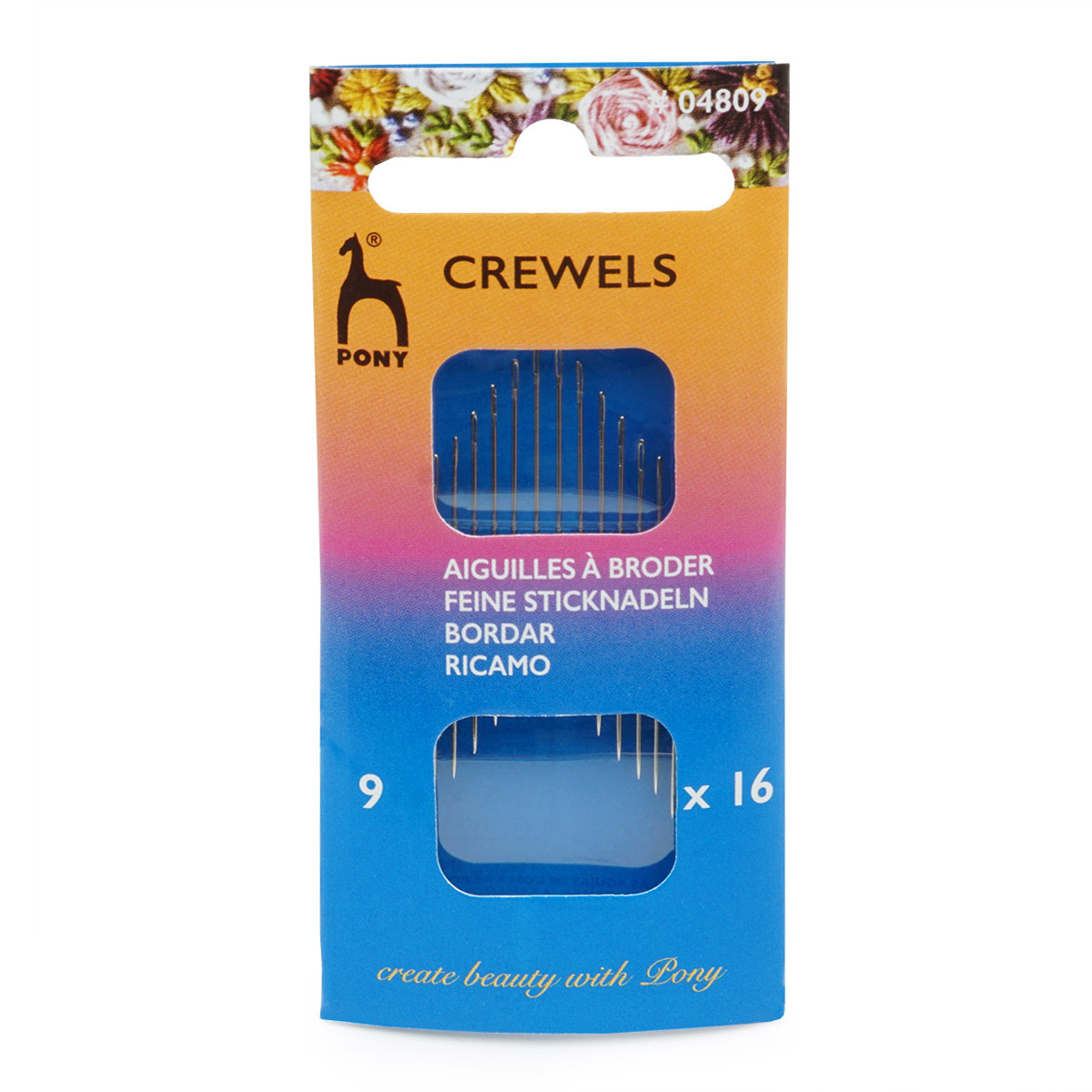 

Иголки для шитья и вышивания № 9, PONY Crewels, 04809, 16 шт