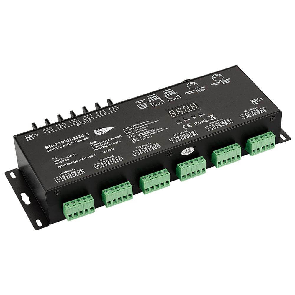 

Декодер Arlight DMX SR-2108B-XLR3-24CH (12-24V, 24x4A), 022562