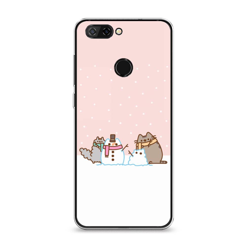 

Чехол на ZTE Blade V9 "Котики в снегу", Розовый;белый;серый, 132450-5