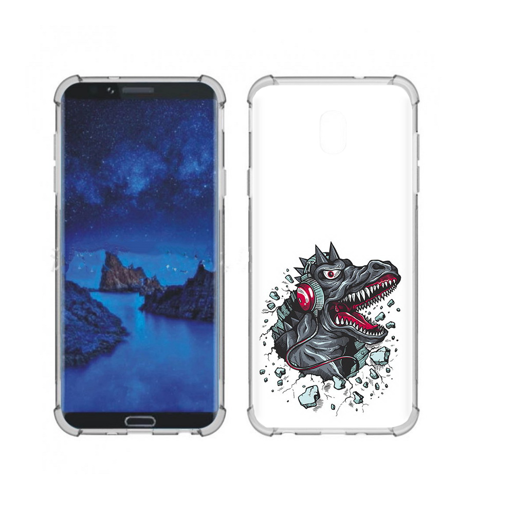 

Чехол MyPads Tocco для Samsung Galaxy J7 (2018) Нарисованный динозавр в наушниках, Прозрачный, Tocco