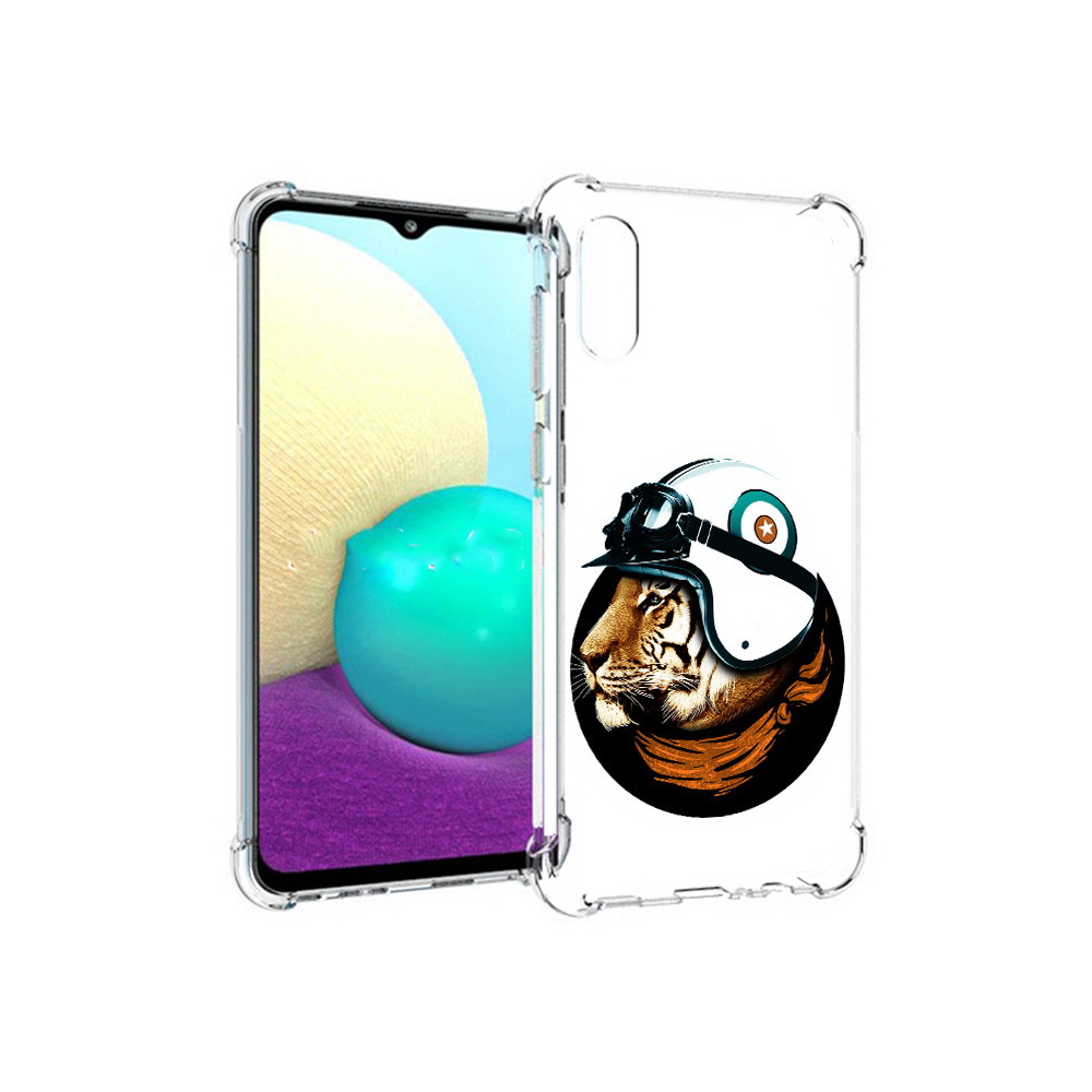 

Чехол MyPads Tocco для Samsung Galaxy M02 Тигр в шлеме (PT157689.478.171), Прозрачный, Tocco