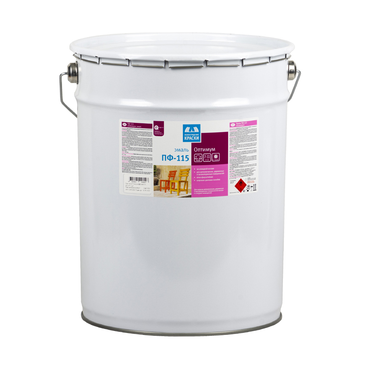 

Эмаль ПФ-115 Ленинградские краски Оптимум, алкидная, глянцевая, 20 кг, шаровая