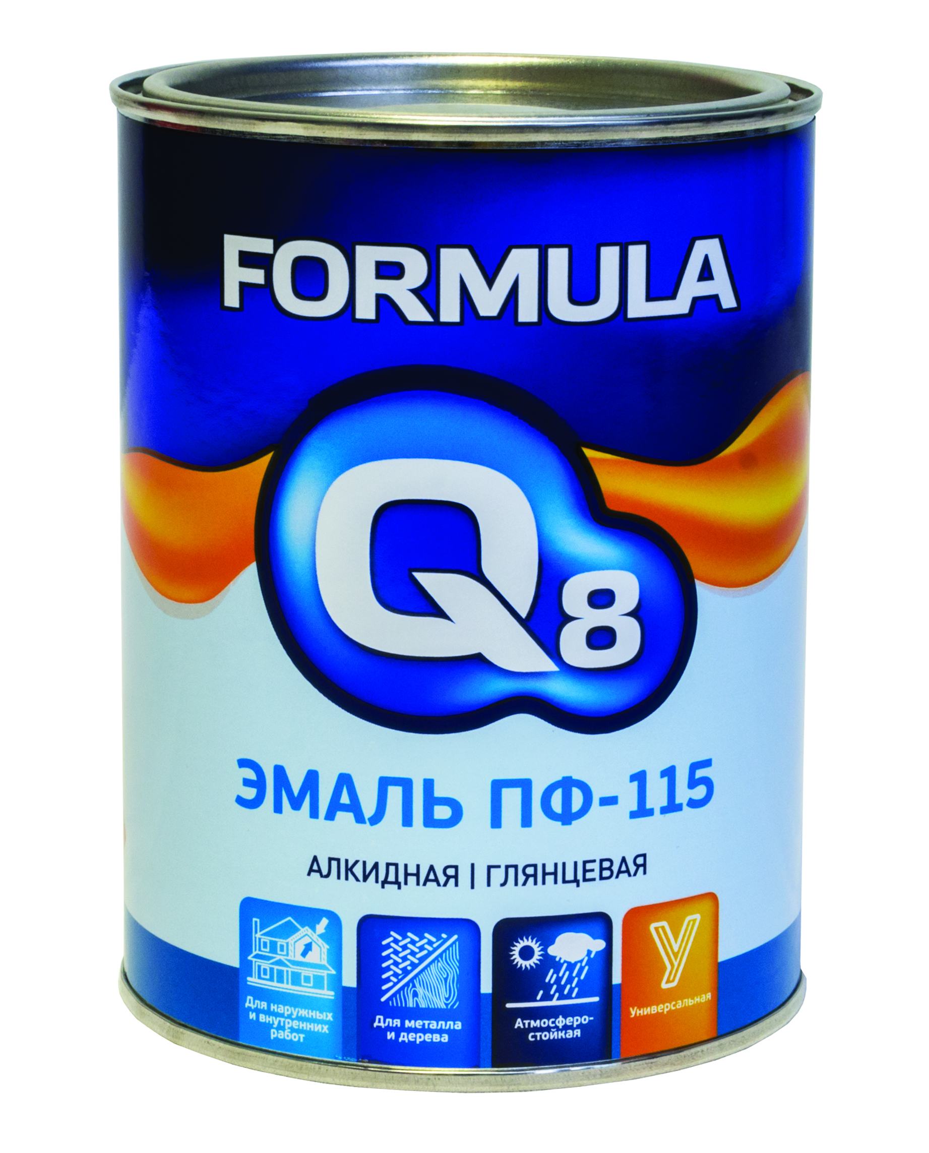 Эмаль ПФ-115 алкидная Formula Q8, глянцевая, 0,9 кг, белая