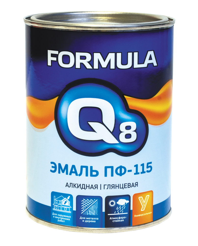 Эмаль ПФ-115 алкидная Formula Q8, глянцевая, 0,9 кг, желтая эмаль глянцевая decotech пф 115 желтая 0 9кг