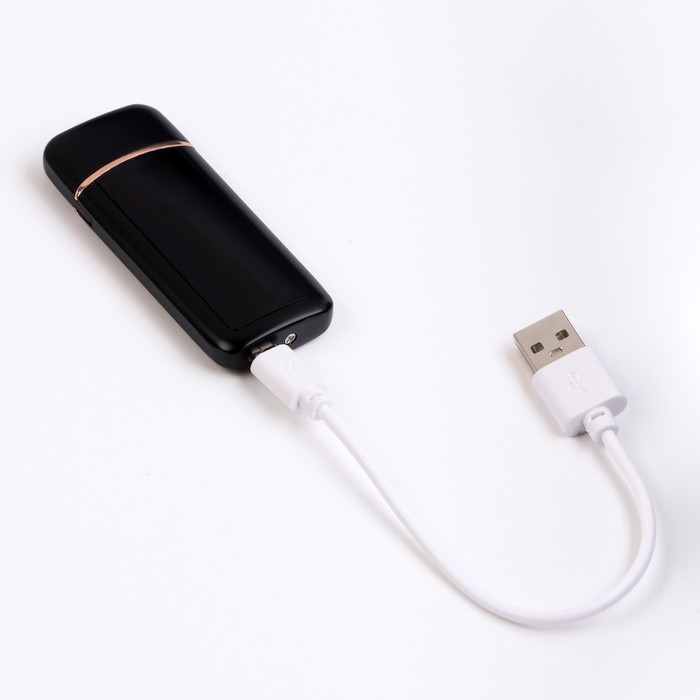 Зажигалка электронная 100% Мужик, USB, спираль, 3 х 7.3 см, черная