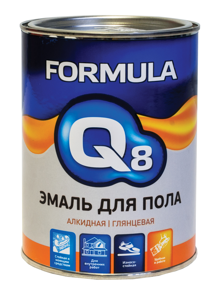 Эмаль ПФ-266 для пола алкидная Formula Q8, глянцевая, 0,9 кг, красно-коричневая эмаль пф 115 алкидная formula q8 глянцевая 1 9 кг бирюзовая