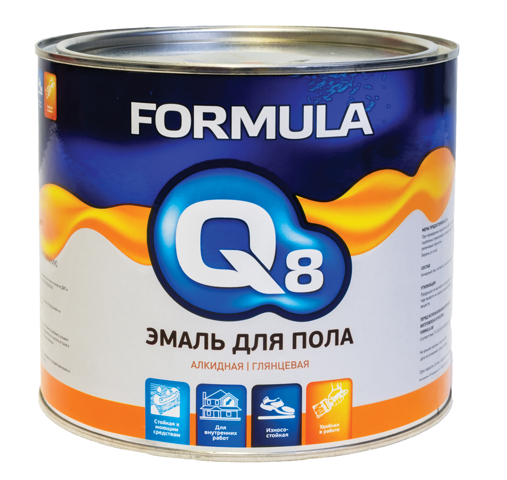 Эмаль ПФ-266 для пола алкидная Formula Q8, глянцевая, 1,9 кг, золотисто-коричневая эмаль пф 115 алкидная formula q8 глянцевая 0 9 кг изумрудная