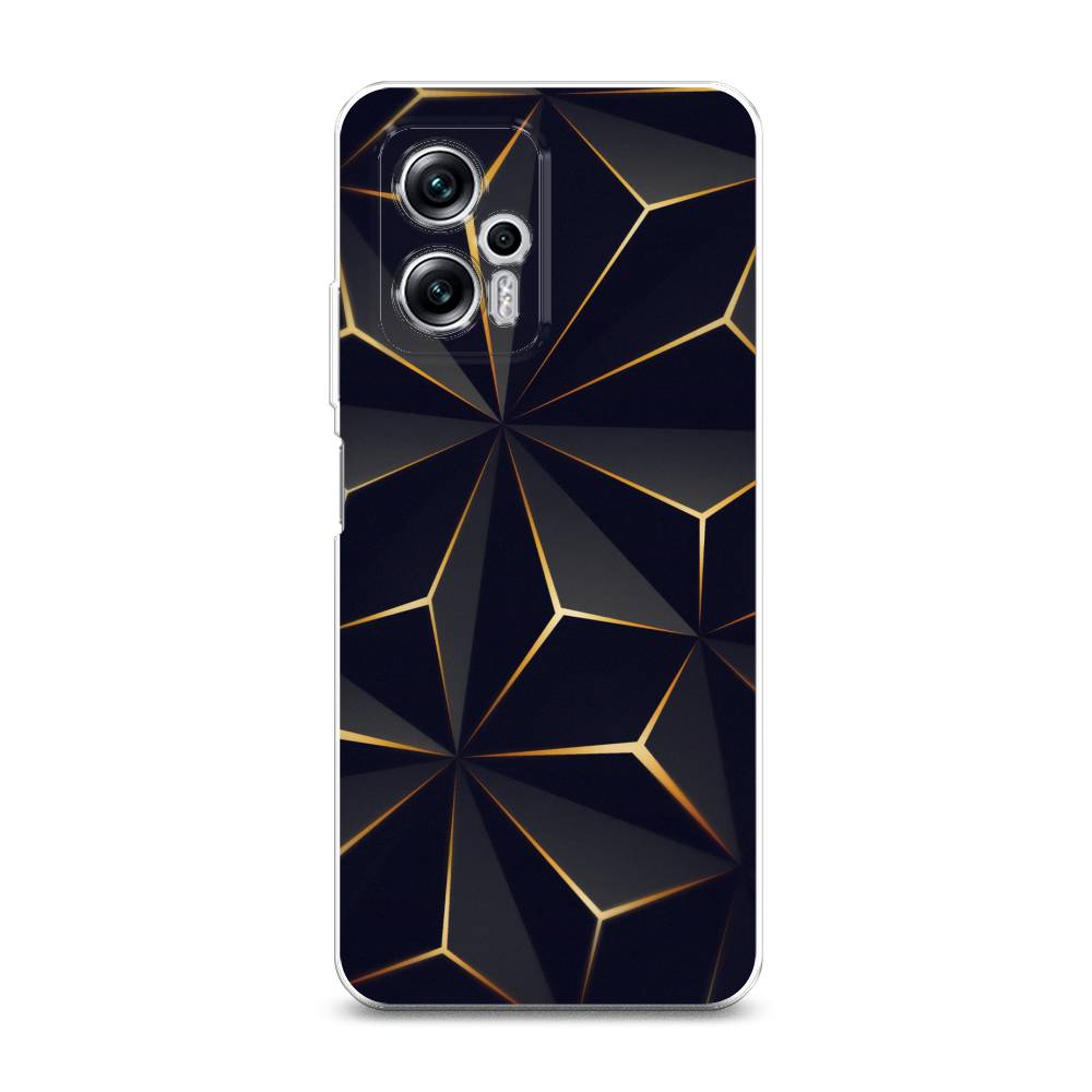 

Чехол на Xiaomi Poco X4 GT/Redmi Note 11T Pro/11T Pro Plus "Черные полигоны", Золотистый;черный, 315250-3