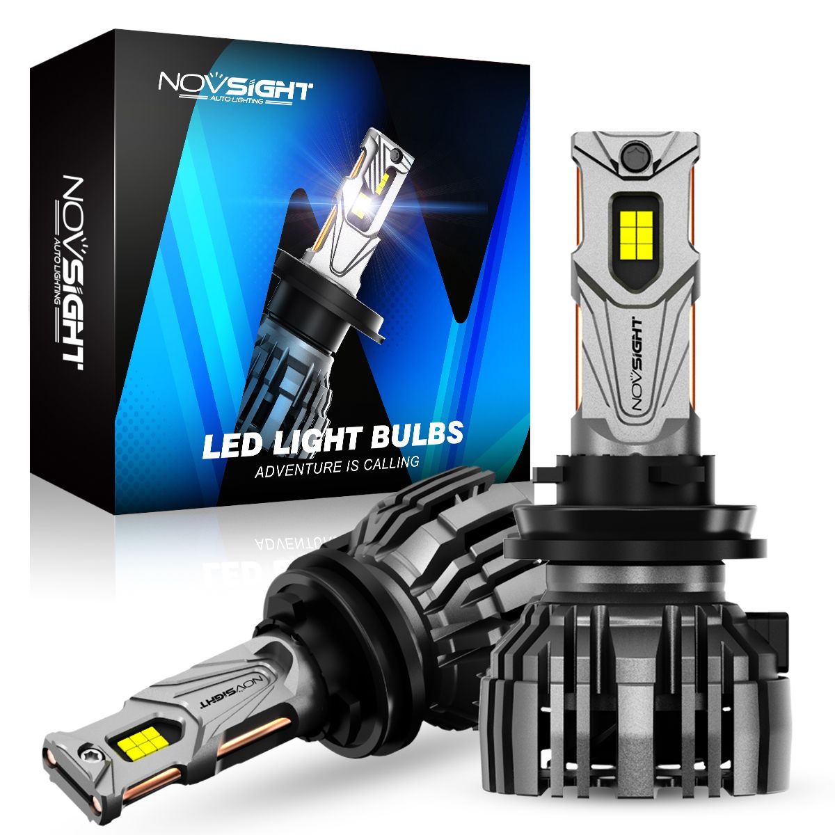Светодиодная LED лампа Novsight N67 HB3 9005 цоколь P20d 140Вт 2 шт 6500K 30000Лм белые
