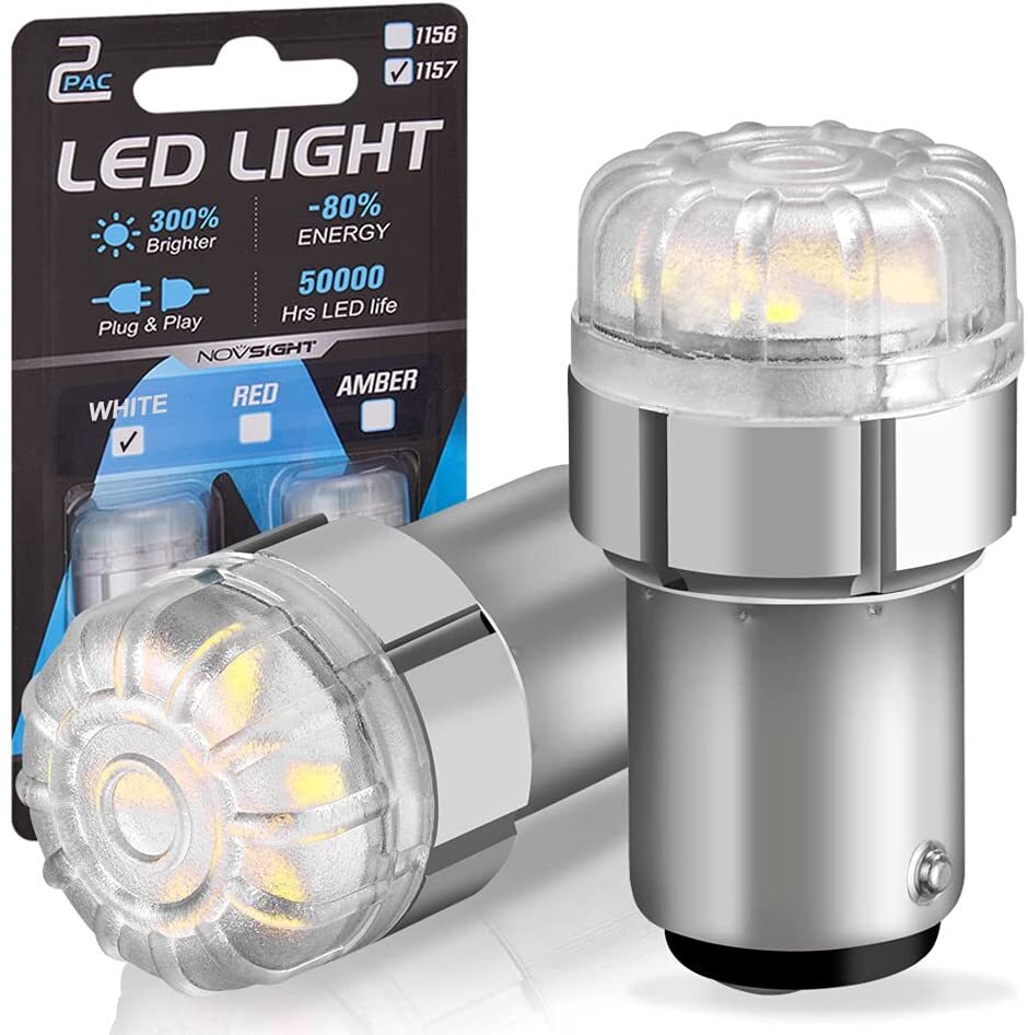Светодиодная LED лампа Novsight 1157 P21/5W цоколь BAY15D 2 шт двухкантактная белые 6000К