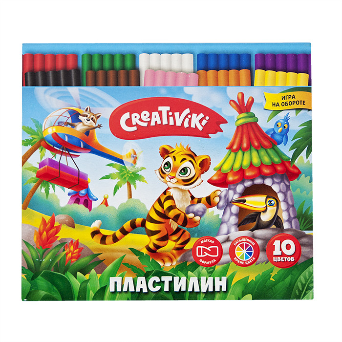 Пластилин Creativiki ПЛ10КР рюкзак creativiki котики 11 л синий 33х25х13 жестк каркас 1 отд молния д девочек ркржс к