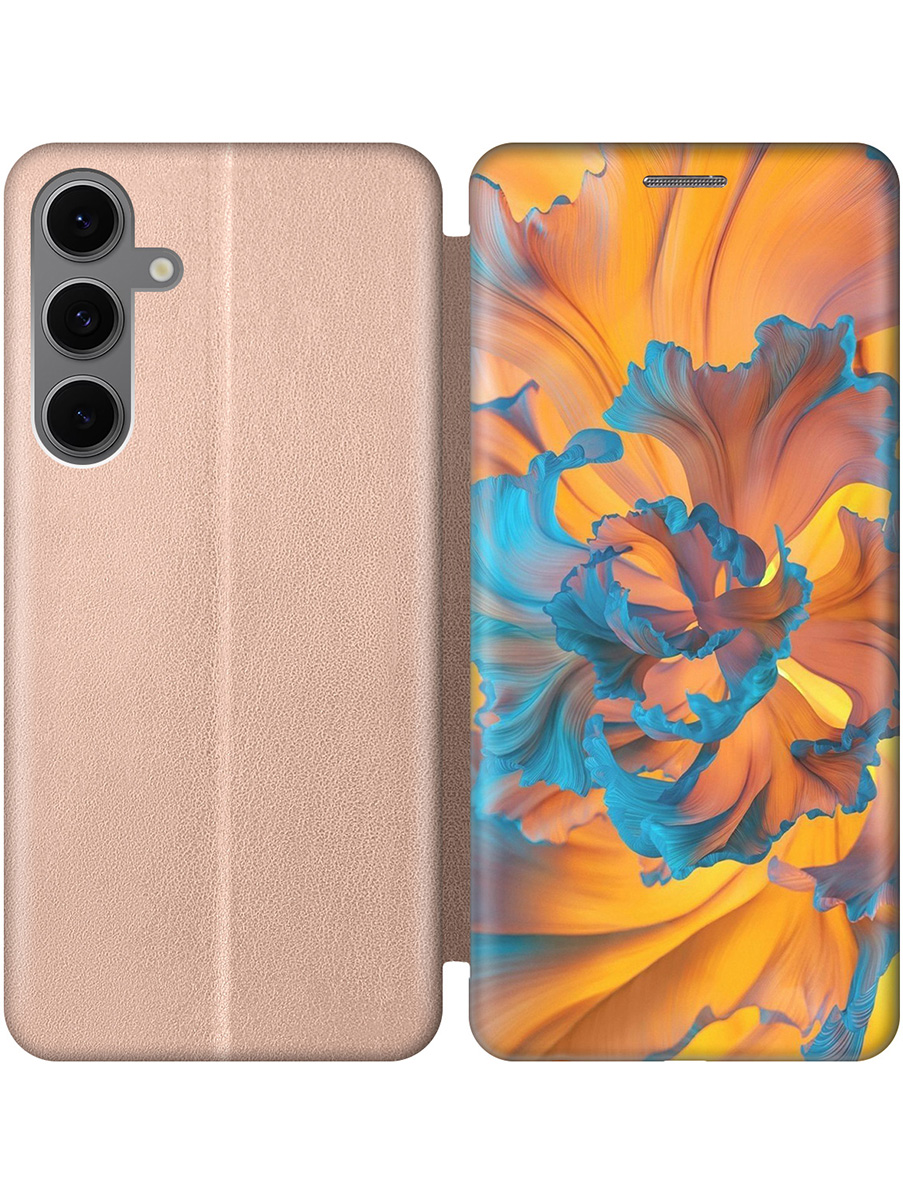 

Чехол-книжка на Samsung Galaxy S24 FE с принтом "Желто-голубой цветок" золотой, Золотистый;голубой;желтый, 786718122
