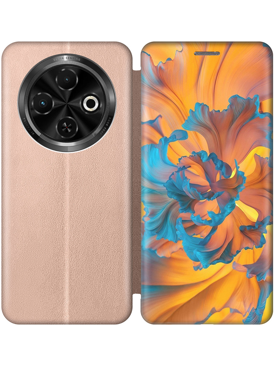 

Чехол-книжка на Tecno Spark 30C с принтом "Желто-голубой цветок" золотой, Золотистый;голубой;желтый, 786716322