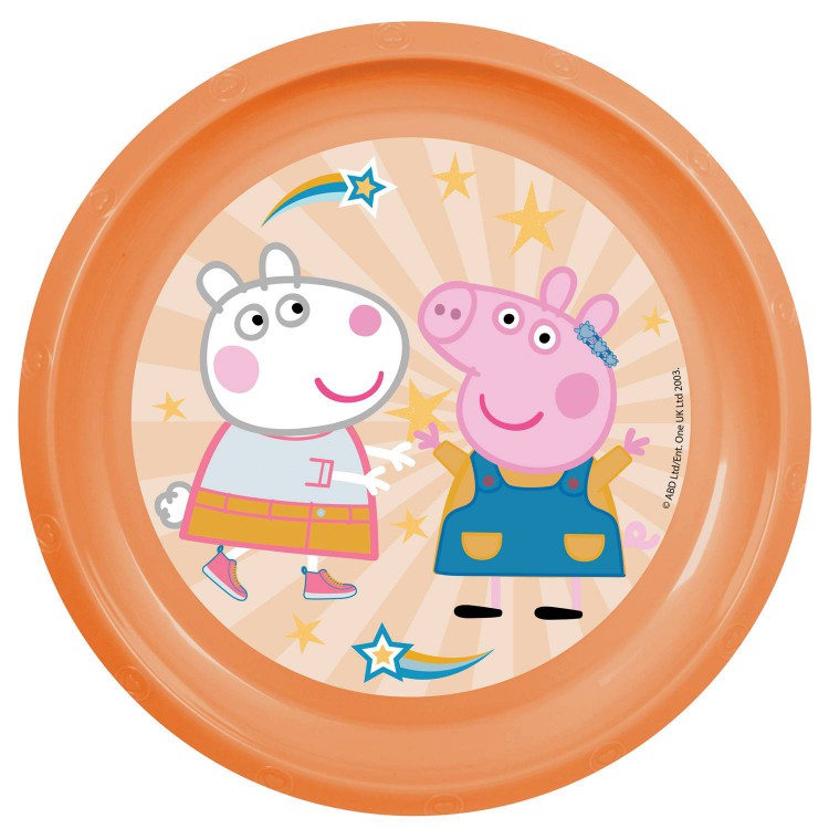 Тарелка пластиковая детская Stor Свинка Пеппа, Добрые поступки, с рисунком, для СВЧ, 23 см