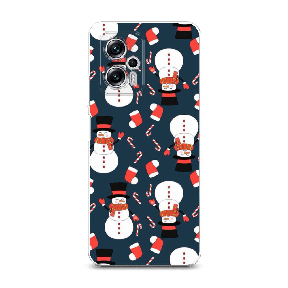 

Чехол на Xiaomi Poco X4 GT/Redmi Note 11T Pro/11T Pro Plus "Синие снеговики", Синий;белый;красный, 315250-5