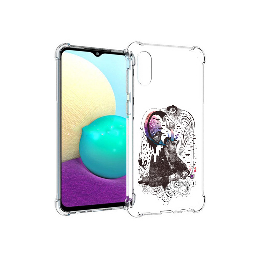 

Чехол MyPads Tocco для Samsung Galaxy M02 абстракция думающий мужчина (PT157689.478.210), Прозрачный, Tocco