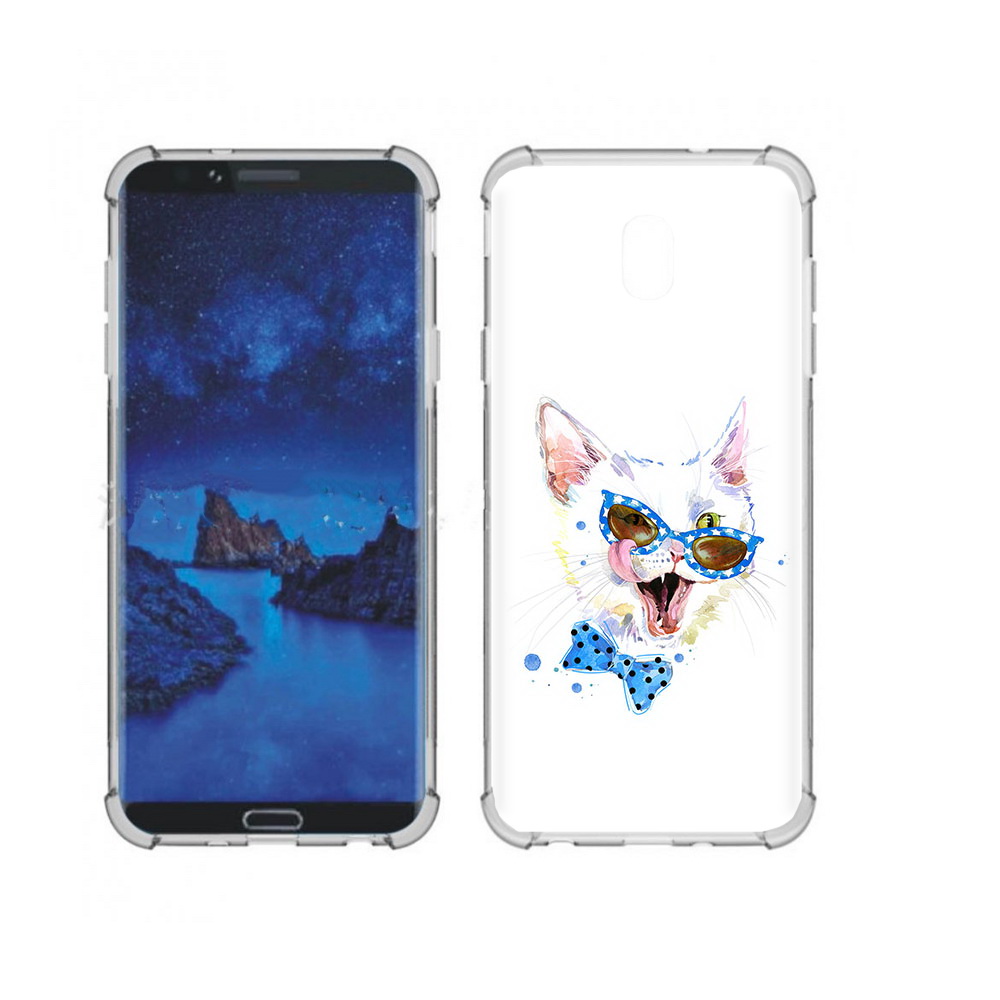 

Чехол MyPads Tocco для Samsung Galaxy J7 (2018) белый кот (PT226928.596.229), Прозрачный, Tocco