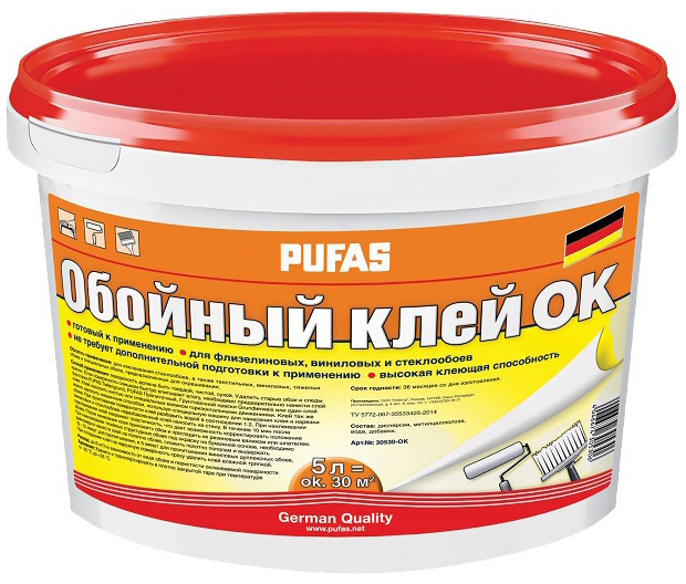 PUFAS клей готовый для флизелиновых, виниловых, стеклообоев (5кг)