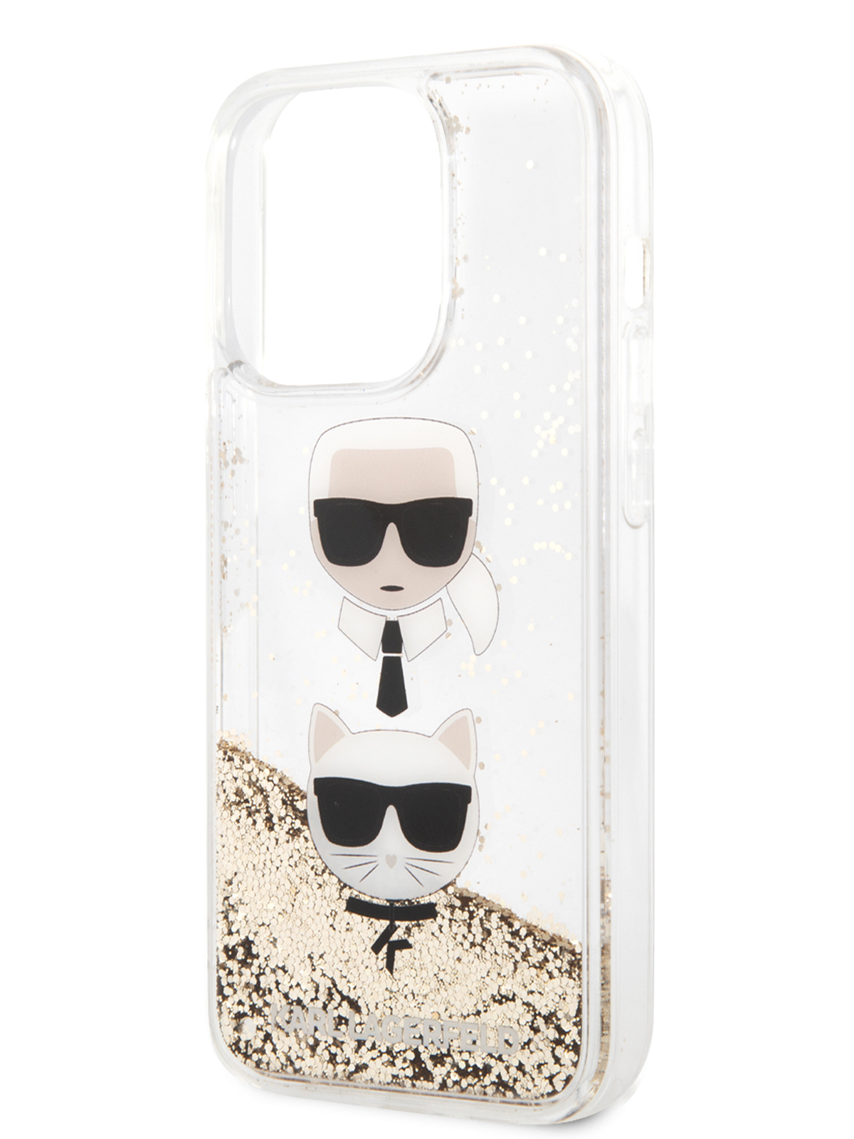 Чехол Karl Lagerfeld для iPhone 14 Pro Max с жидкими блестками, Gold