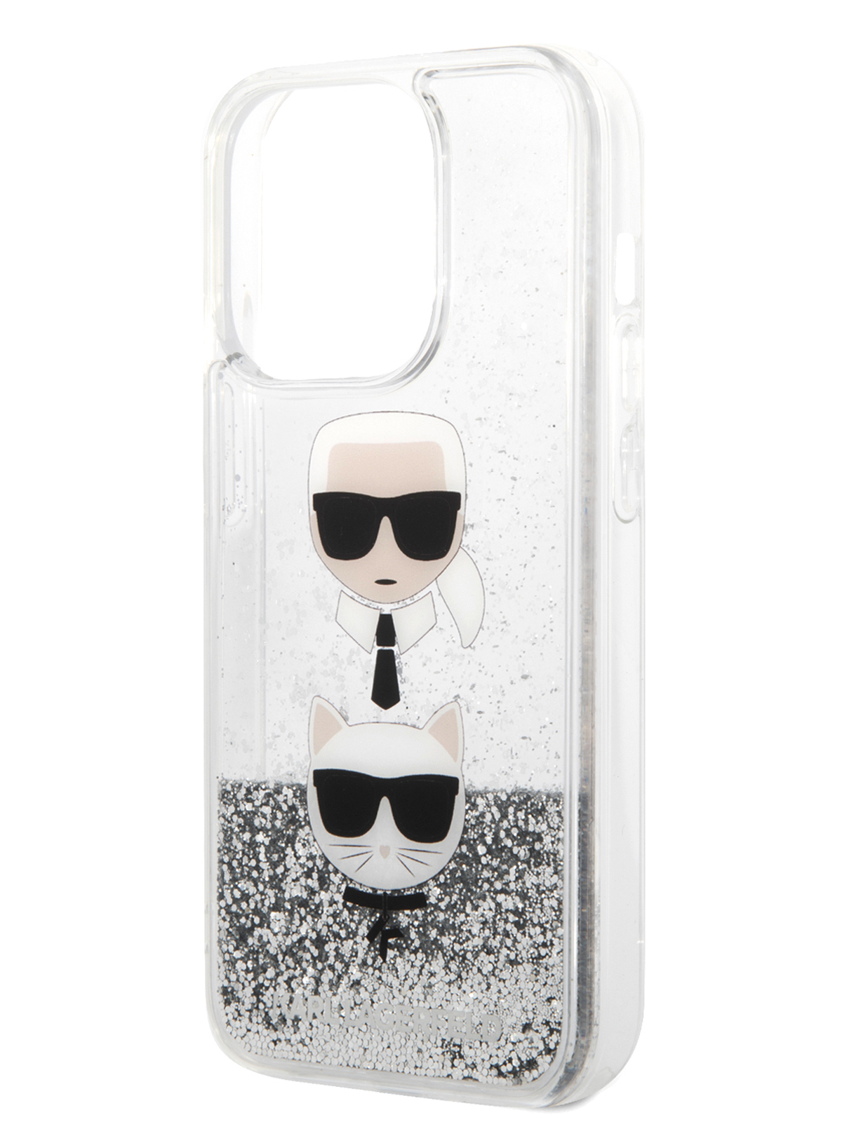 

Чехол Karl Lagerfeld для iPhone 14 Pro с жидкими блестками, Silver, Серебристый, Liquid Glitter