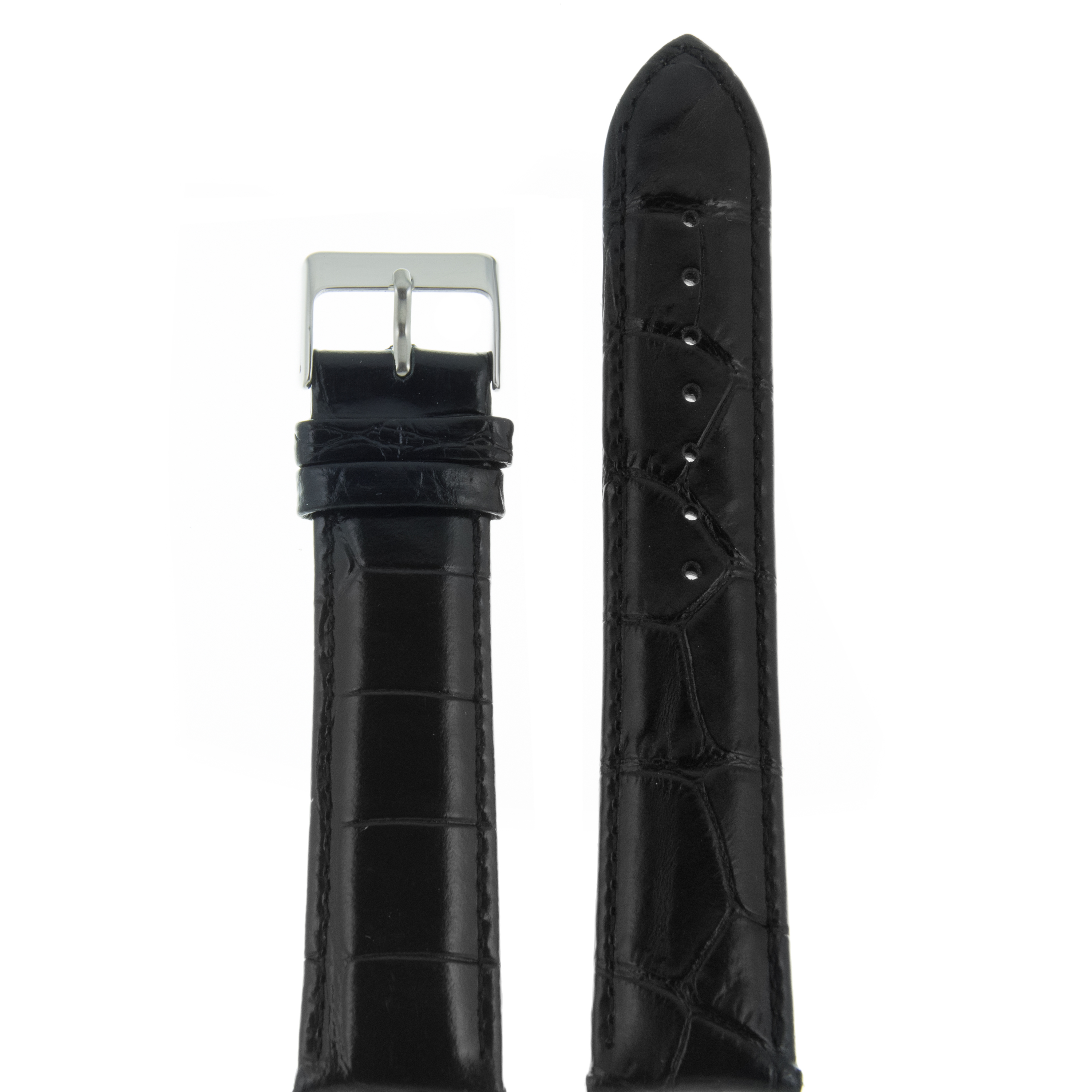 

Ремешок из двух частей мужской Nagata Leather 22 черный croco/серебро, 22