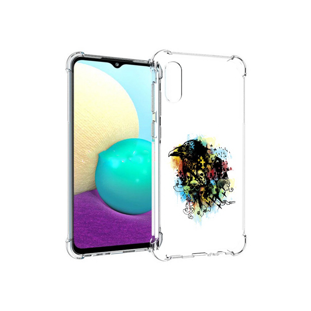 

Чехол MyPads Tocco для Samsung Galaxy M02 ворон и черепа (PT157689.478.273), Прозрачный, Tocco
