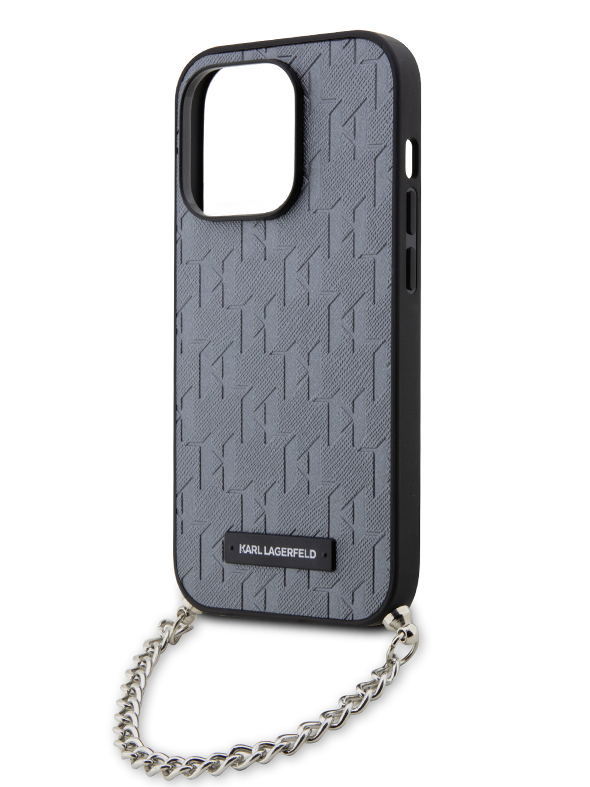 

Чехол Karl Lagerfeld для iPhone 14 Pro с цепочкой, Silver, Серебристый, PU leather + Wrist chain