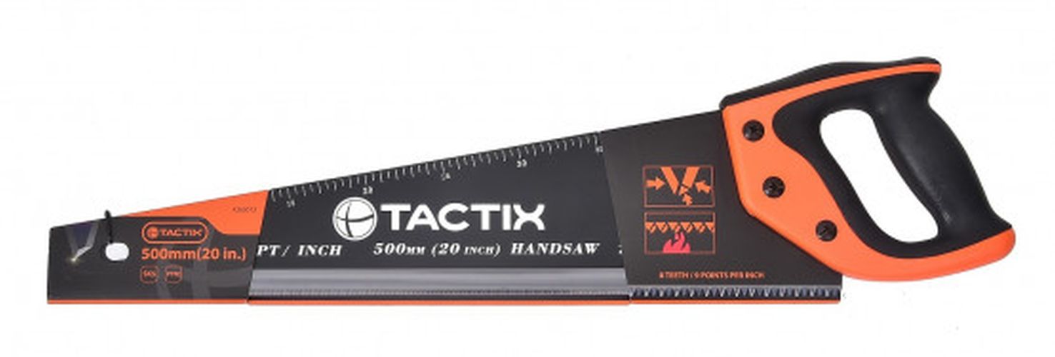 Ножовка по дереву TACTIX, 265013, 500 мм с покрытием, зуб 7 / 8 ножовка armero a533 450 450мм 7tpi с 3d заточкой с тефлоновым покрытием