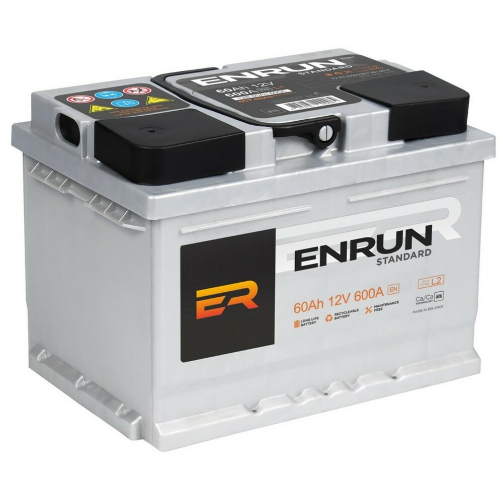 Аккумулятор ENRUN Standard 60 А/ч прямая L+ L2 242х175х190 EN600 А