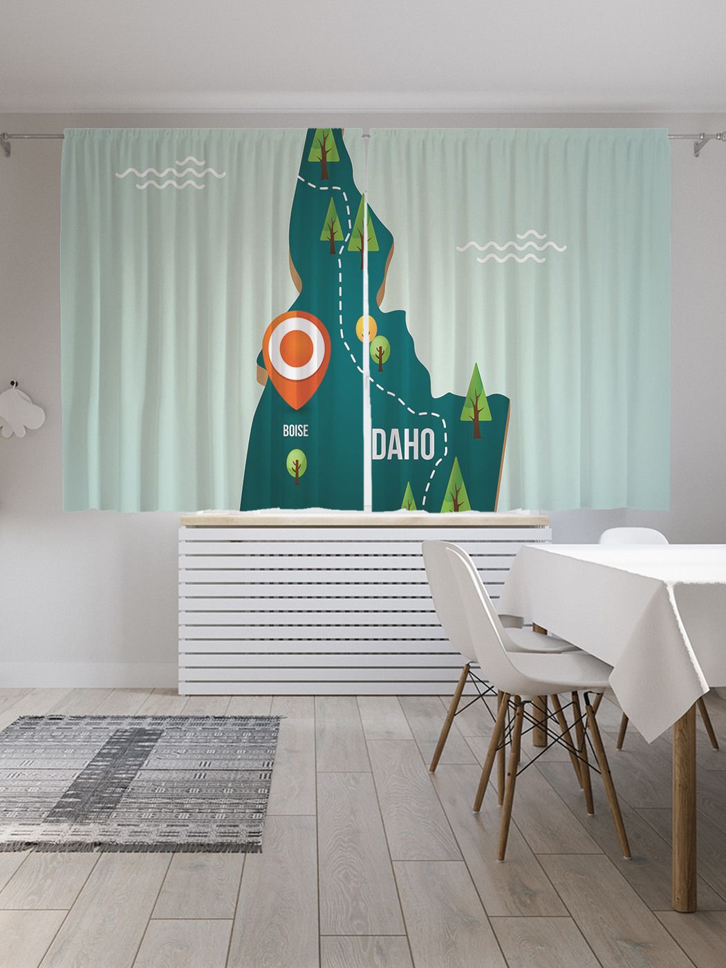 

Шторы JoyArty с фотопечатью "Векторная карта Айдахо" из сатена, 290х180 см, Векторная карта Айдахо