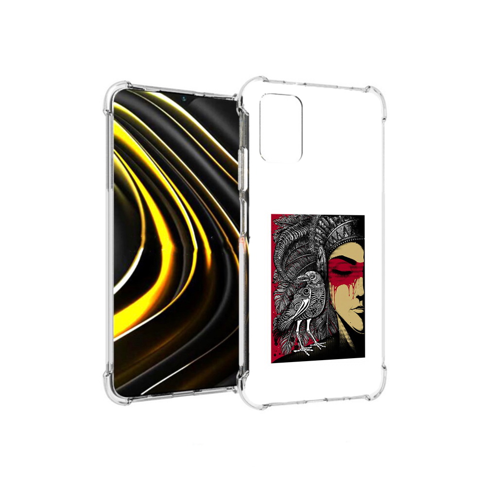 

Чехол MyPads Tocco для Xiaomi Poco M3 девушка с вороном в абстракции (PT156204.280.311), Прозрачный, Tocco
