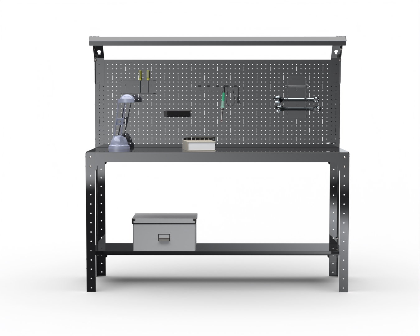 Стол металлический Metalex серия KIT 750х1400х500, 1 полка + перфопанель с комп. освещения