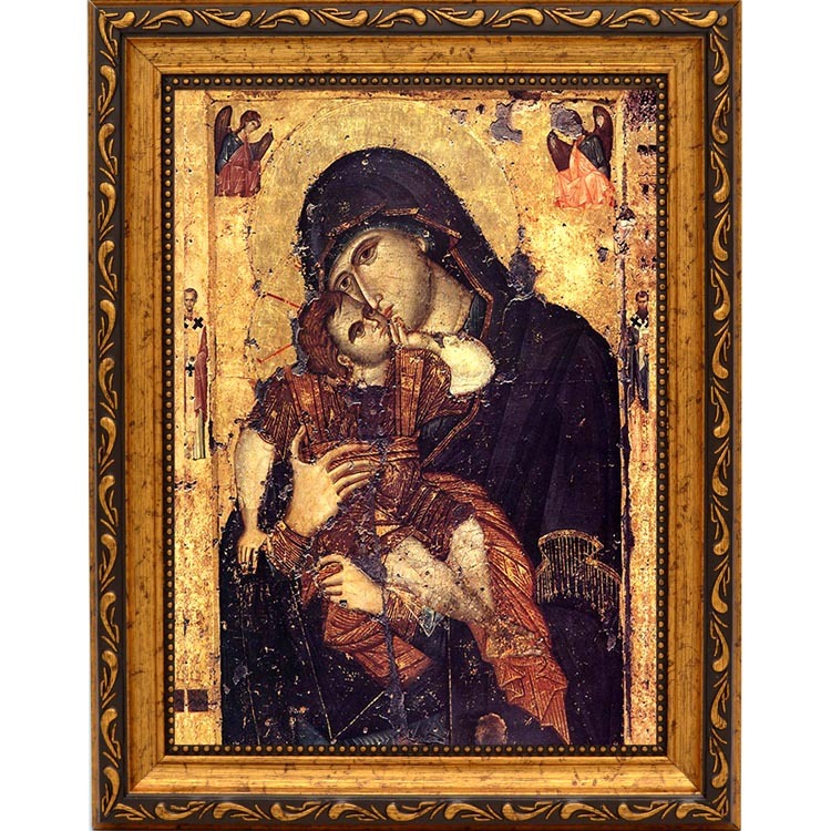

Сладкое лобзание. Копия афонской иконы Божьей Матери на холсте.