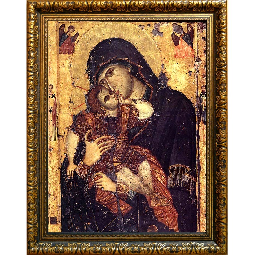 

Сладкое лобзание. Копия афонской иконы Божьей Матери на холсте.