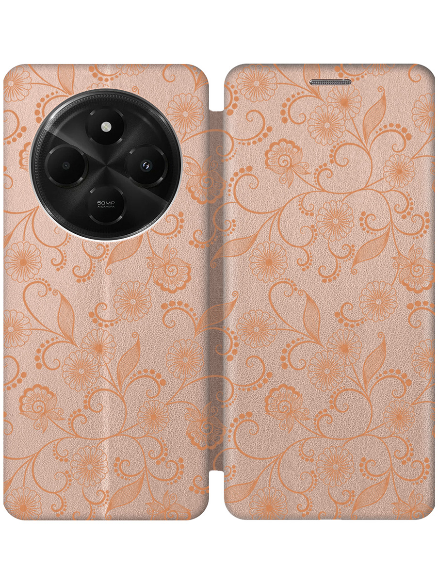 

Чехол-книжка на Xiaomi Redmi 14C, Poco C75 с принтом "Стильный орнамент" золотой, Золотистый, 786715732