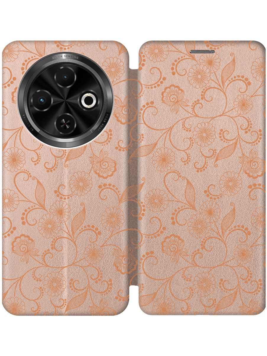 

Чехол-книжка на Tecno Spark 30C с принтом "Стильный орнамент" золотой, Золотистый, 786716332
