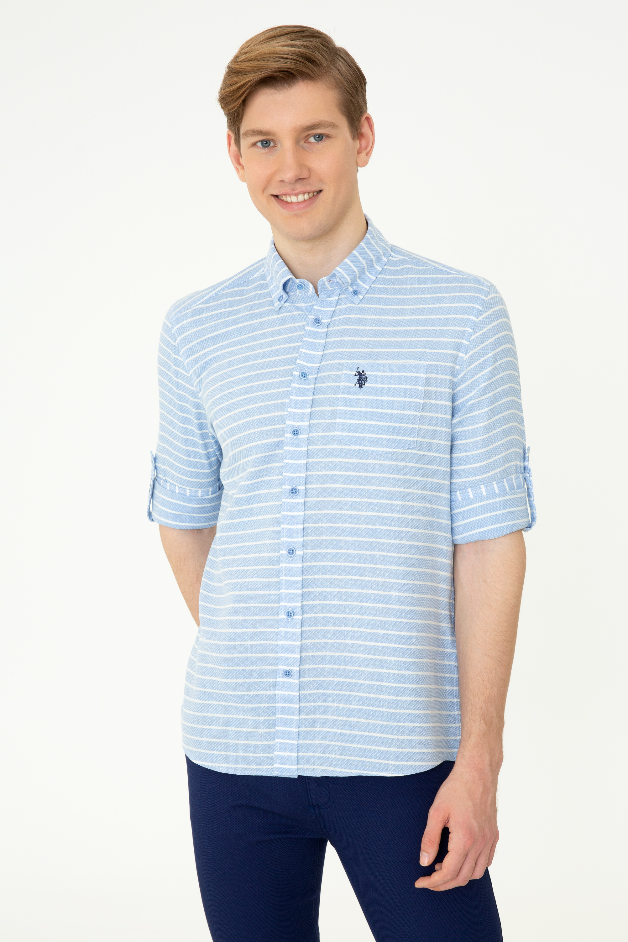 

Рубашка мужская U.S. POLO Assn. G081SZ0040RENDO голубая XL, G081SZ0040RENDO