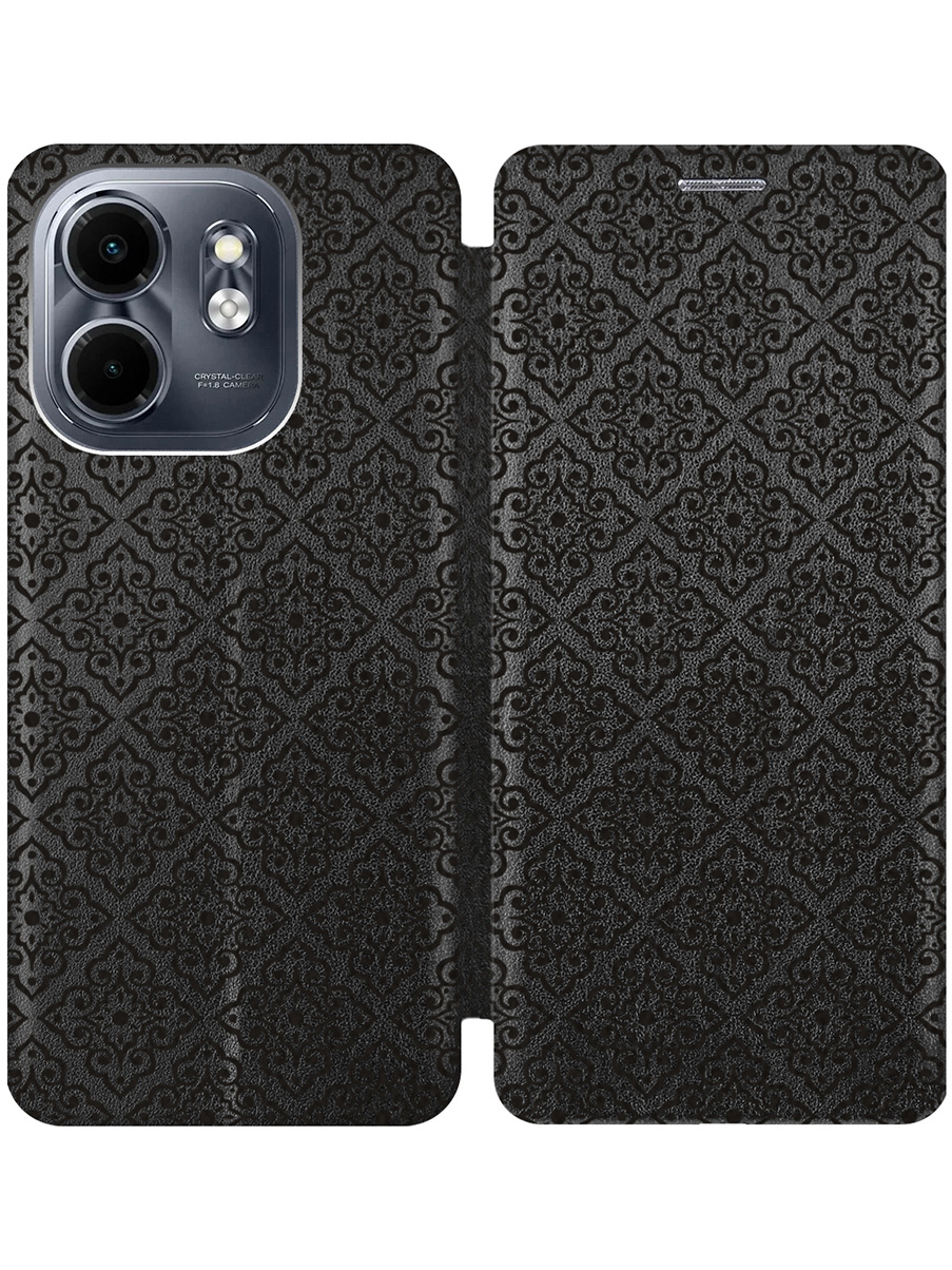 

Чехол-книжка на Infinix Hot 50i/Smart 9 с принтом "Стильный паттерн" черный, 786719332